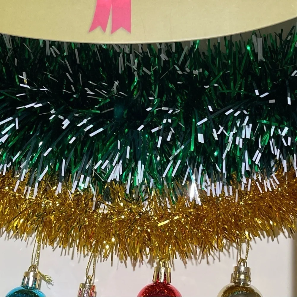 Paper Source Tinsel and Ornament Garland - Festive Green and Gold